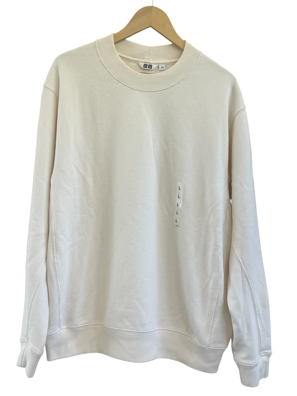 NEW UNIQLO U Men’s Large Off White French Terry Crewneck Sweatshirt Minimalist